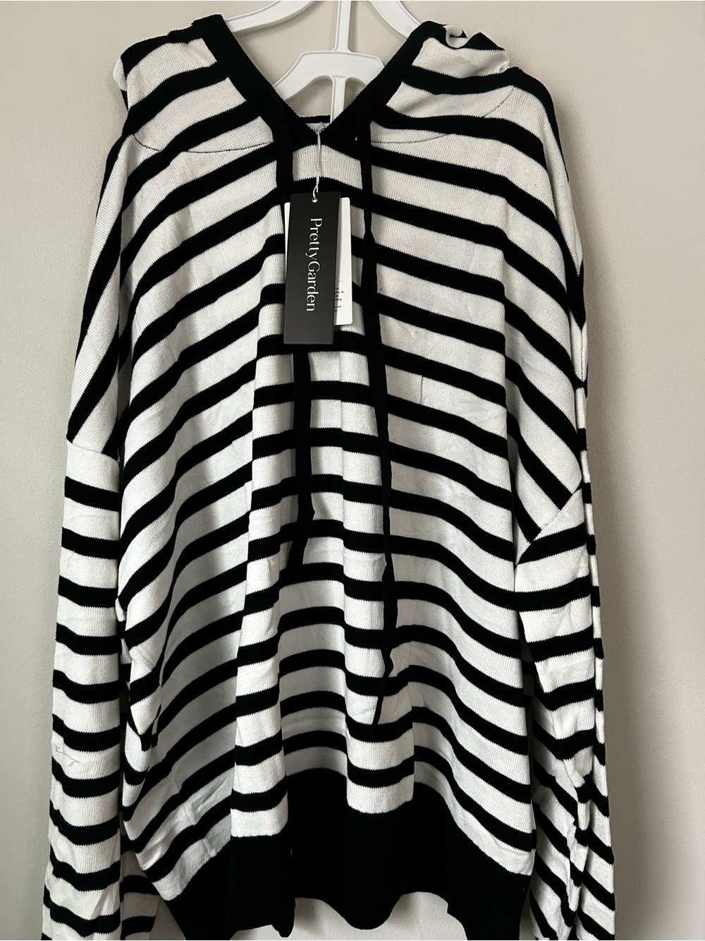 PrettyGarden Black & White Striped Turtleneck Sweater - Cozy Knit